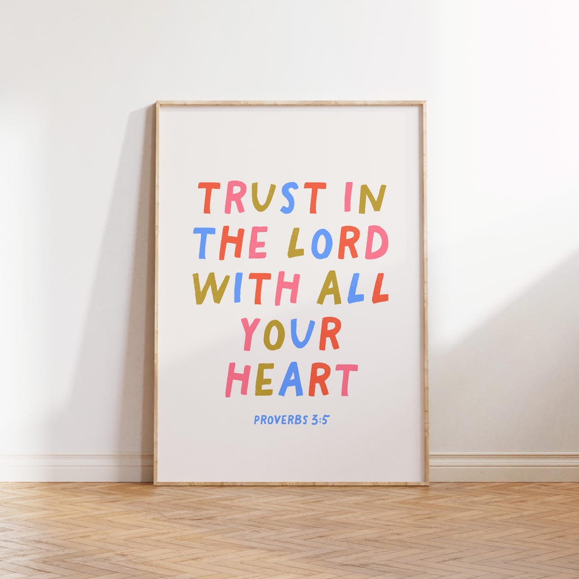 Proverbs 3:5 Trust In The Lord Colorful Hand Lettered Quote Poster - Image 3