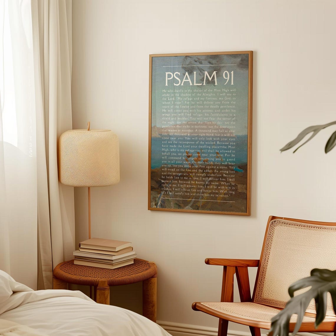 Psalm 91 Full Chapter Text Vintage Seascape Scripture Wall Poster - Image 2