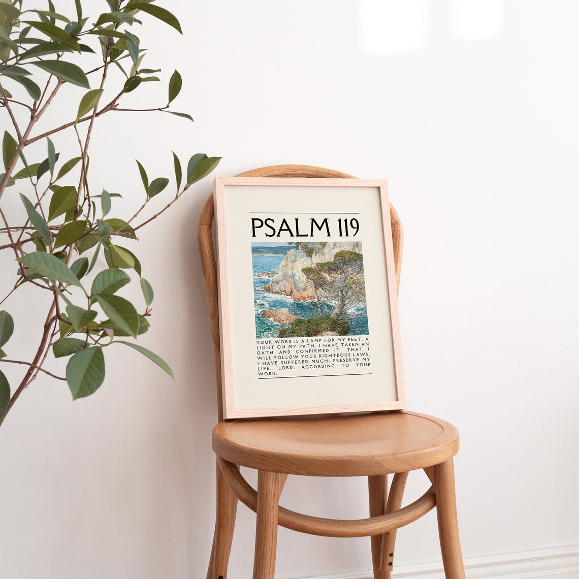 Psalm 119 Your Word Is a Lamp Impressionist Cliff Seascape Poster - Image 4
