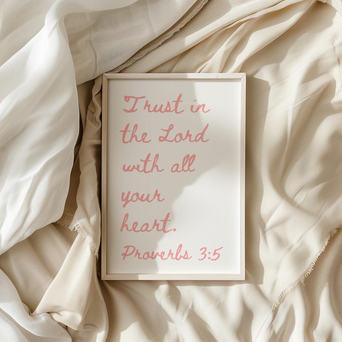 Proverbs 3:5 Trust in the Lord with All Your Heart Pink Script Poster - Image 4