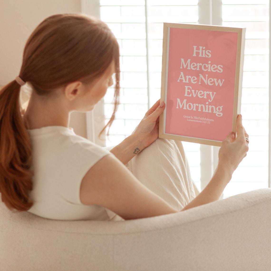 His Mercies Are New Every Morning Pink Bold Serif Lamentations Poster - Image 3