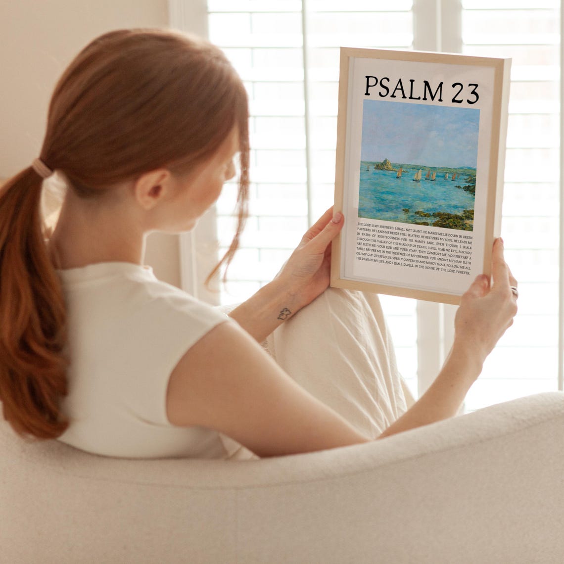 Psalm 23 Sailboat Seascape The Lord Is My Shepherd Verse Poster - Image 3