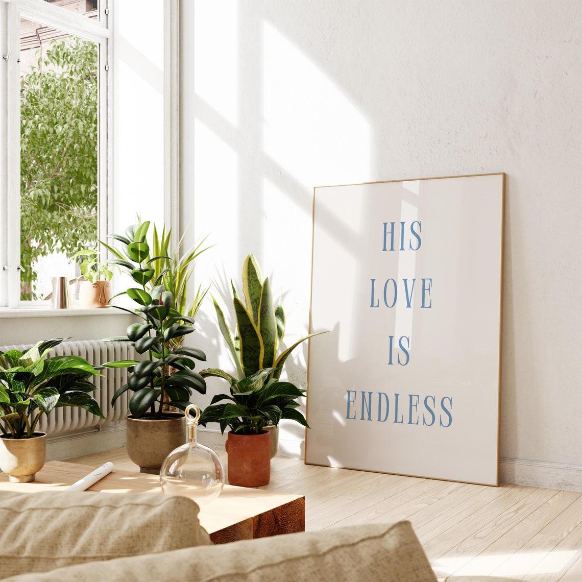 His Love Is Endless Modern Blue Minimalist Scripture Verse Poster - Image 4