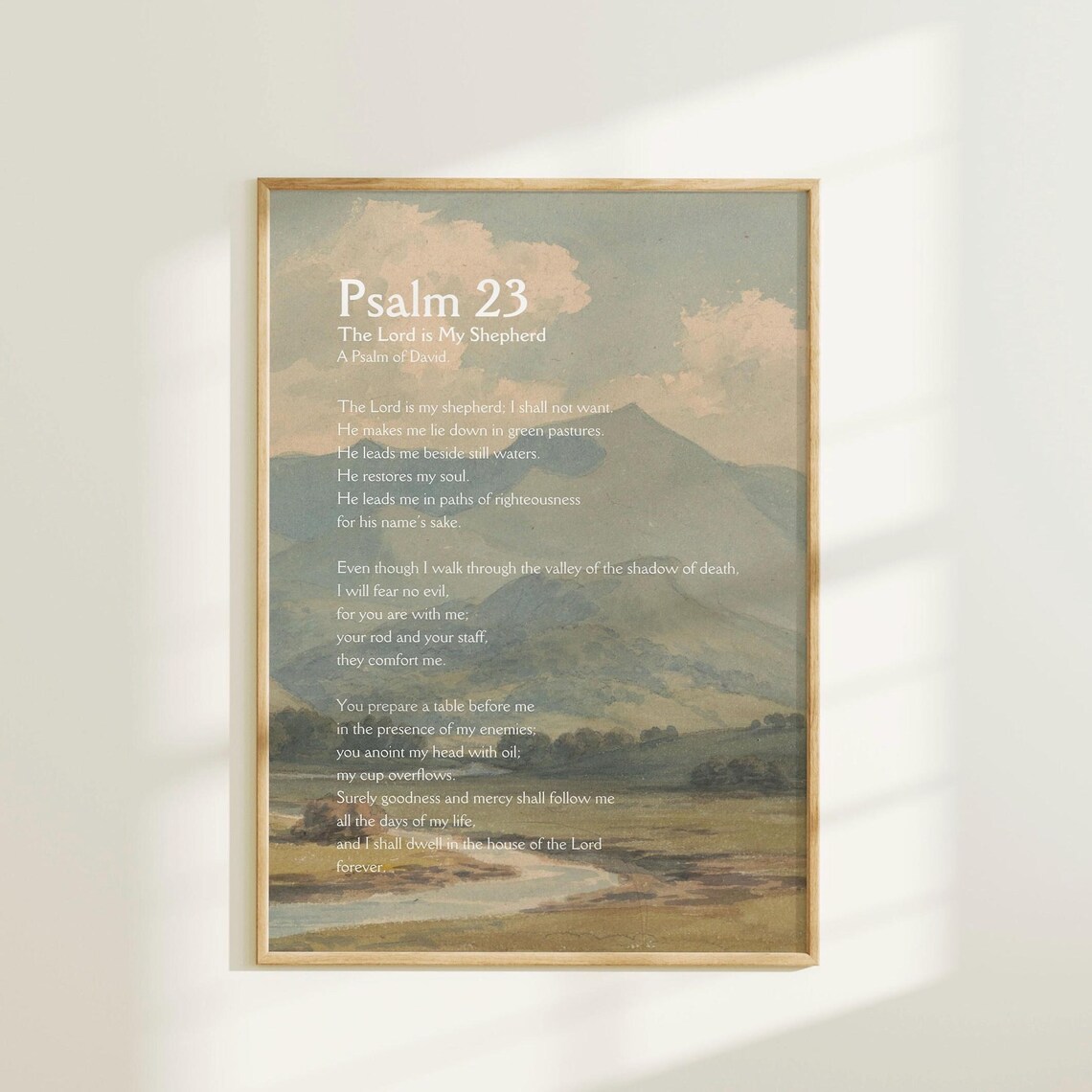 Psalm 23 Vintage Landscape Christian Art Print
