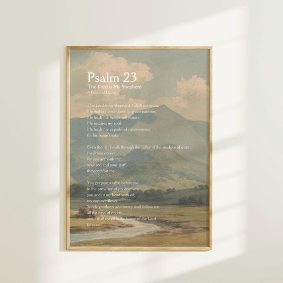 Psalm 23 Vintage Landscape Christian Art Print