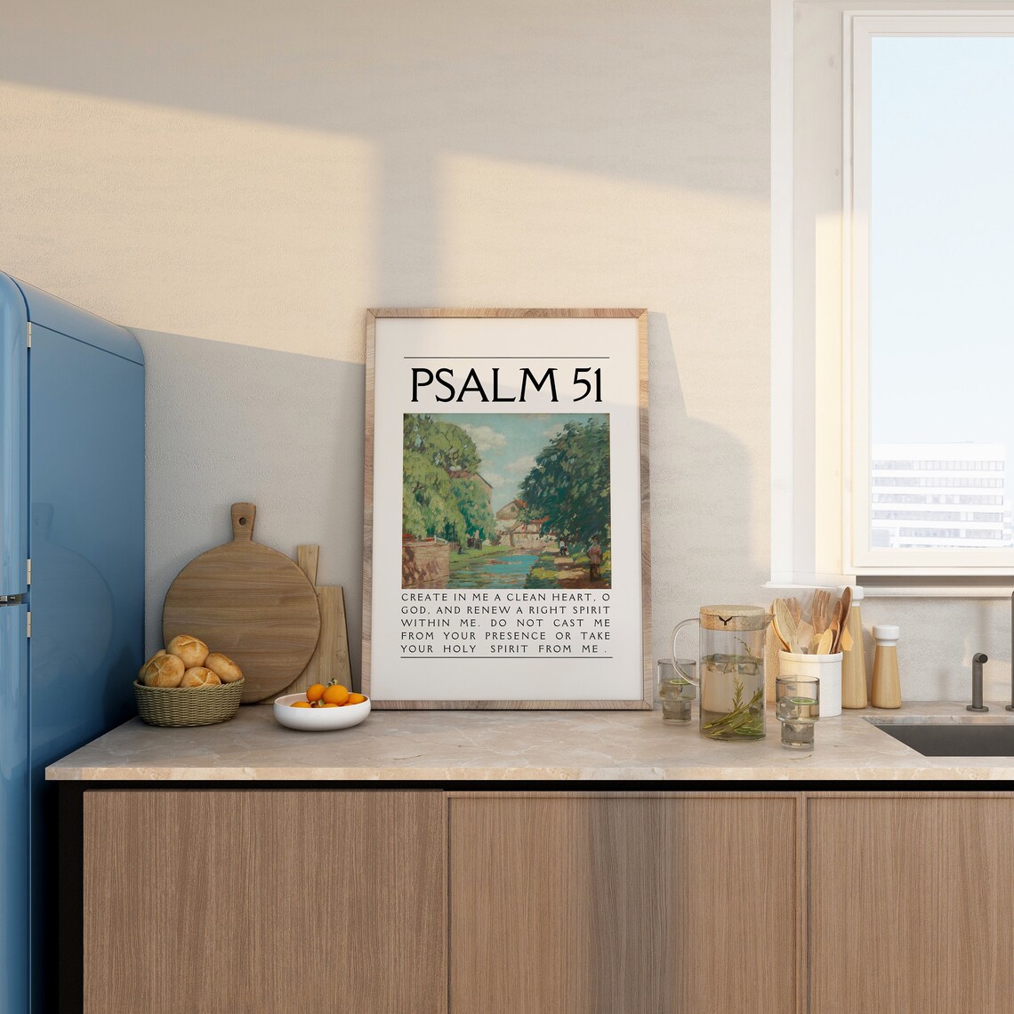 Psalm 51 Create in Me a Clean Heart Vintage River Scene Art Poster - Image 4