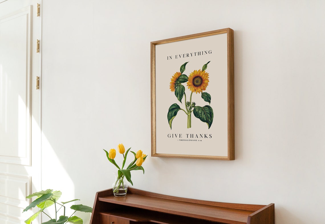 Give Thanks Print Christian Aesthetic Wall Art Bible Verse Wall Art Thanksgiving Dinner Decor Christian Merch - Image 3