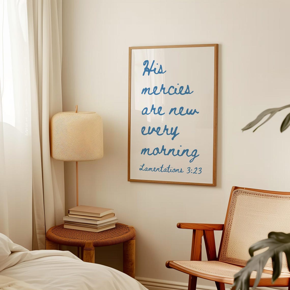 His Mercies Are New Every Morning Lamentations 3:23 Blue Script Poster - Image 4