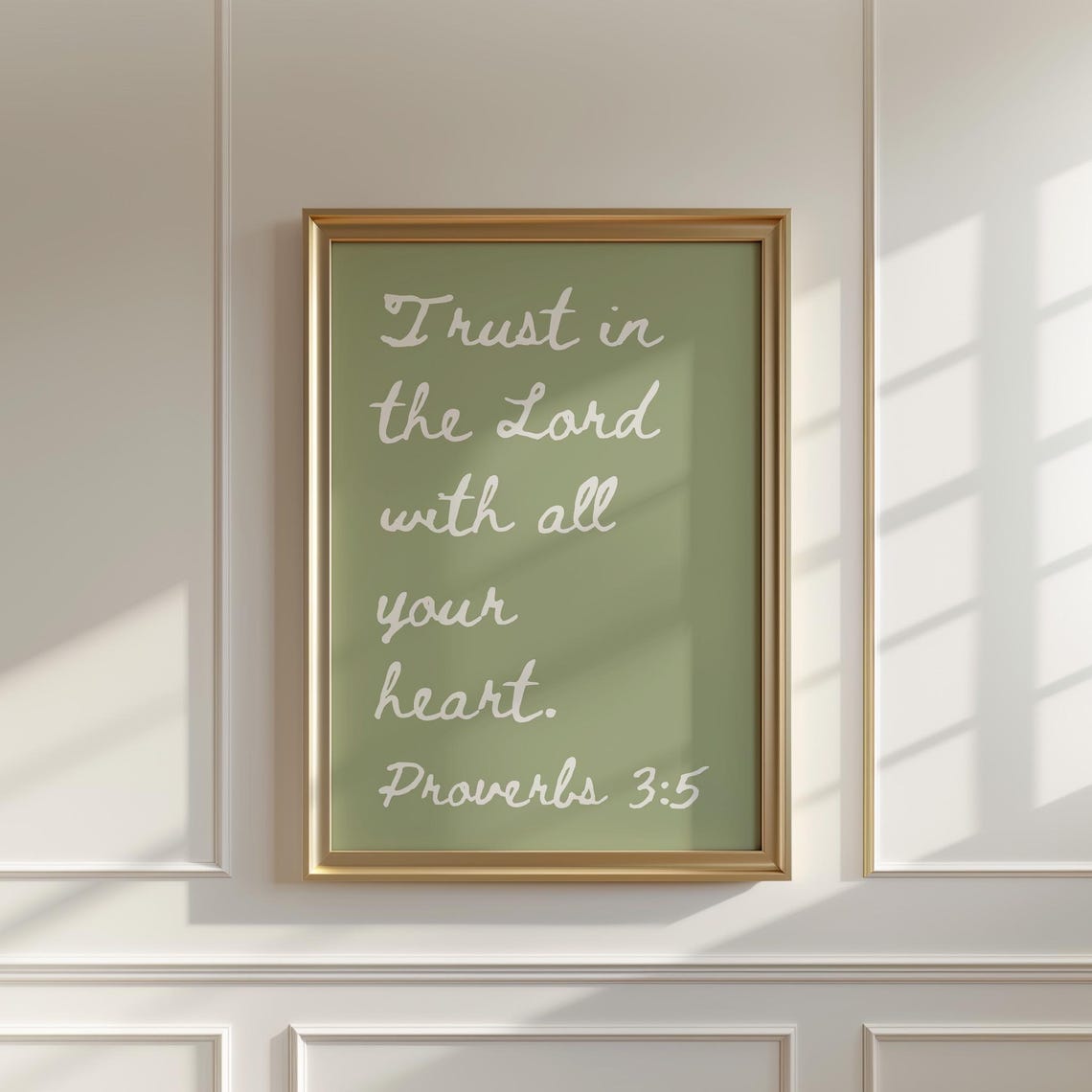 Proverbs 3:5 Trust in the Lord Sage Green Script Christian Poster