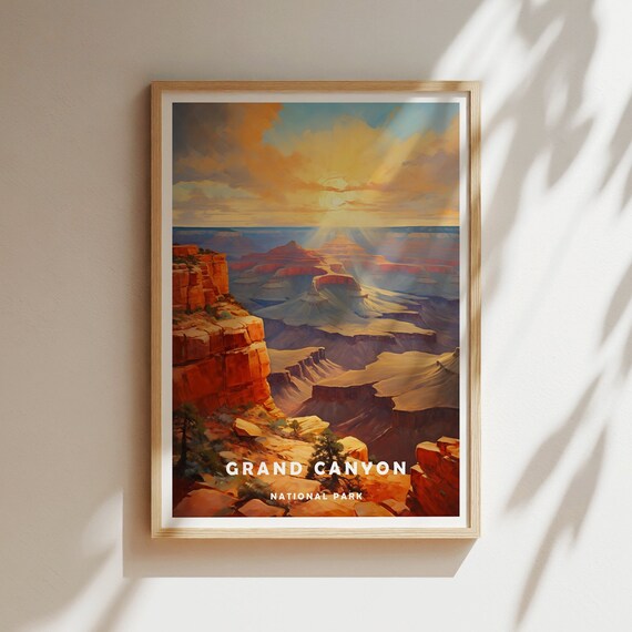 Grand Canyon National Park Sunrise Red Rock Cliffs Travel Poster