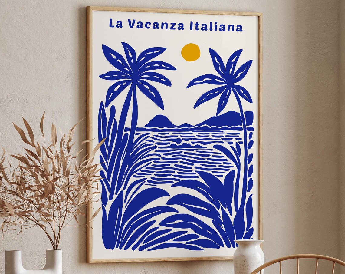 La Vacanza Italiana Blue Palms Coastal Sun Summer Scene Poster