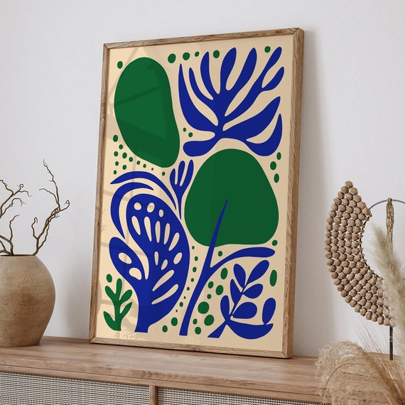 Modern Abstract Organic Shapes Art Print Blue And Green Minimalist Wall Decor Contemporary Nature Inspired Poster Geometric Coastal Art