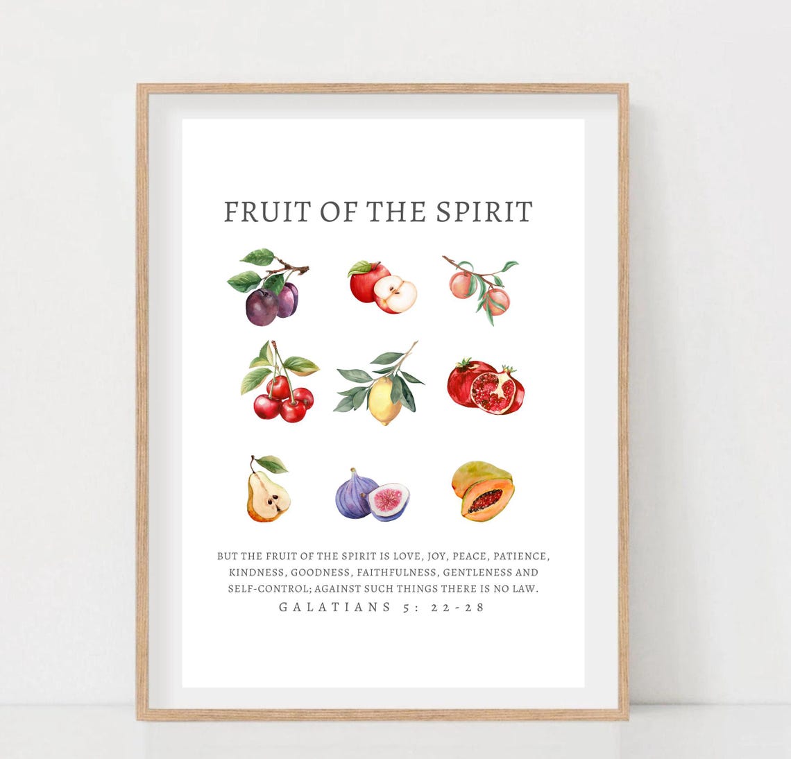 Fruit Of The Spirit Galatians 5 Watercolor Botanical Scripture Poster - Image 2