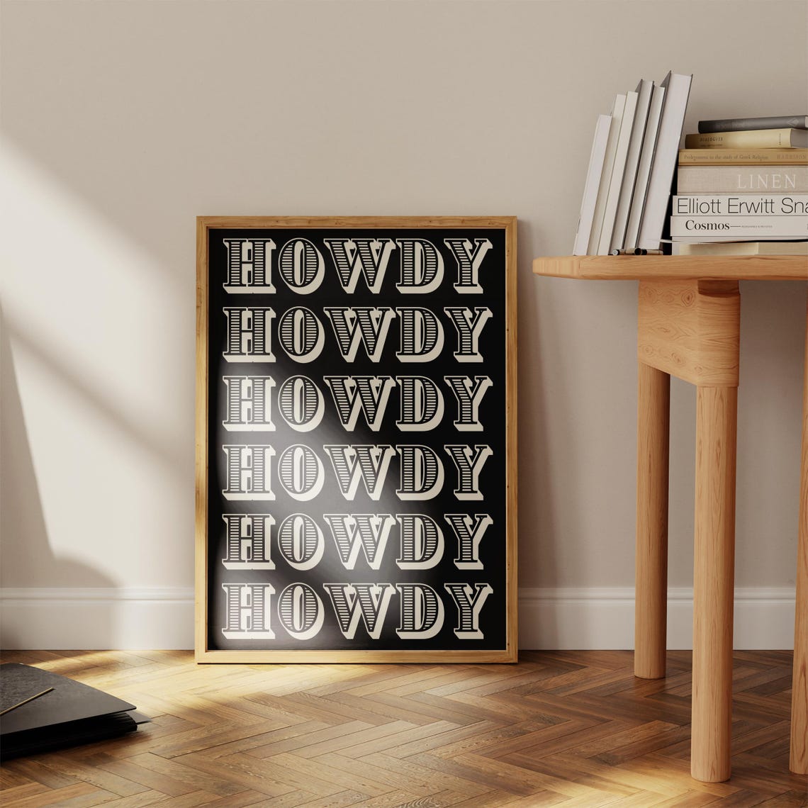 Howdy Repeat Western Typography Bold Black Cream Cowboy Poster - Image 3