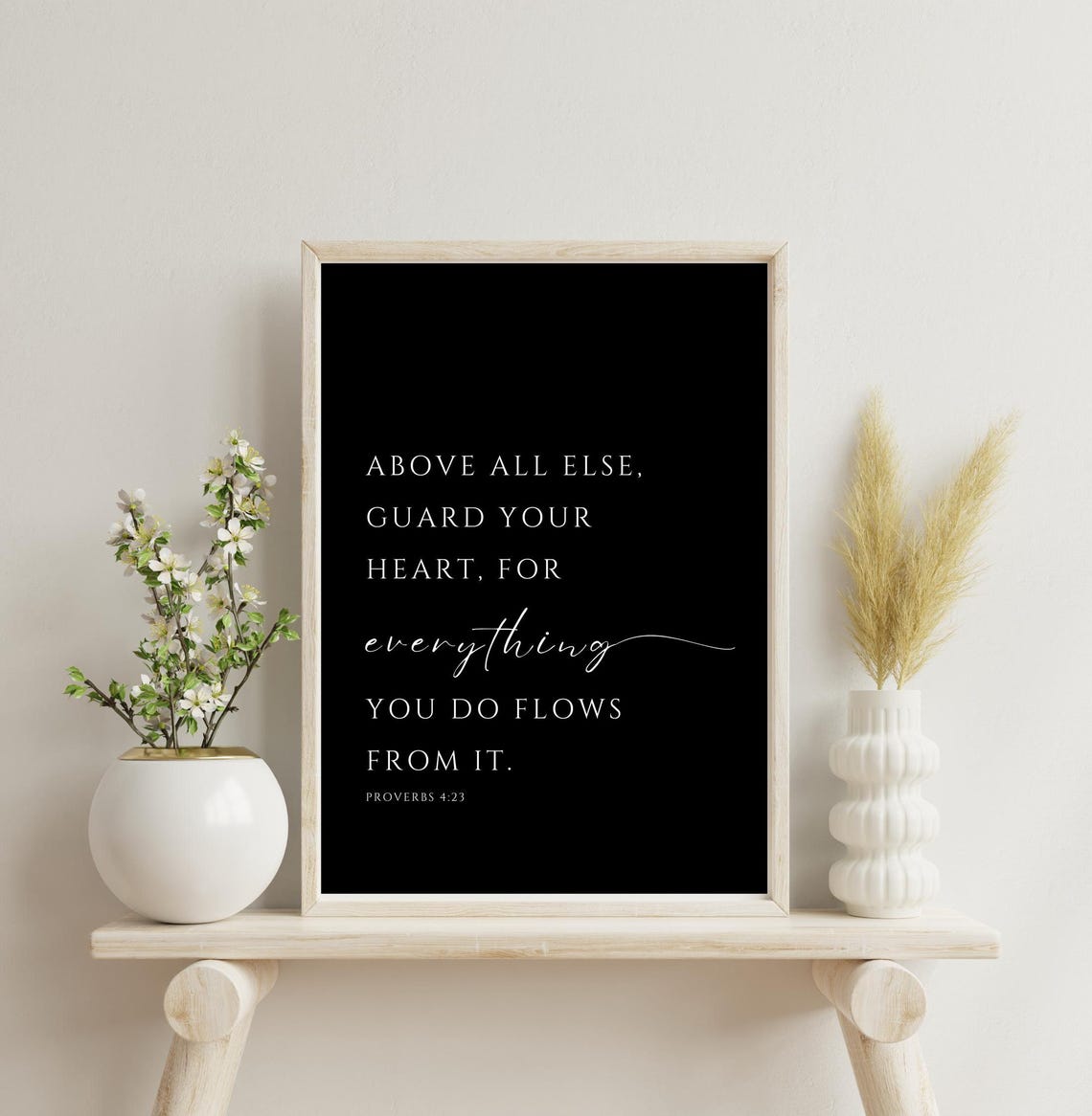 Above All Else Guard Your Heart Proverbs 4:23 Minimalist Black Poster - Image 3