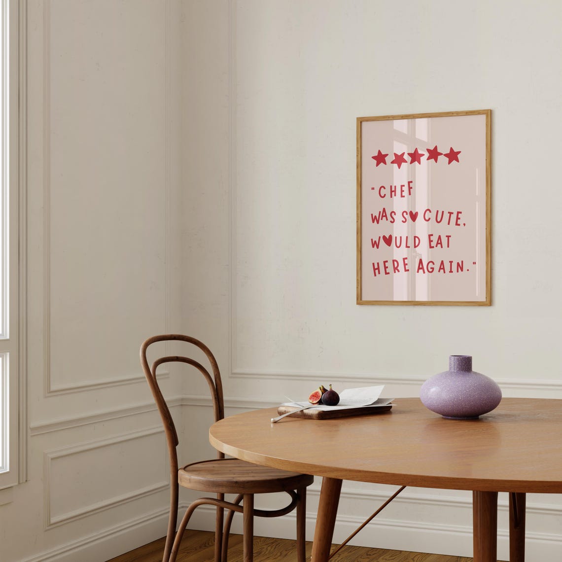 Chef Was So Cute Red Pink Five Star Kitchen Review Quote Poster - Image 2