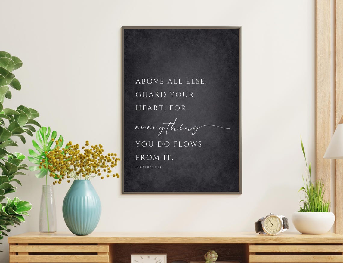 Guard Your Heart Proverbs 4:23 Black Scripture Farmhouse Wall Art - Image 2