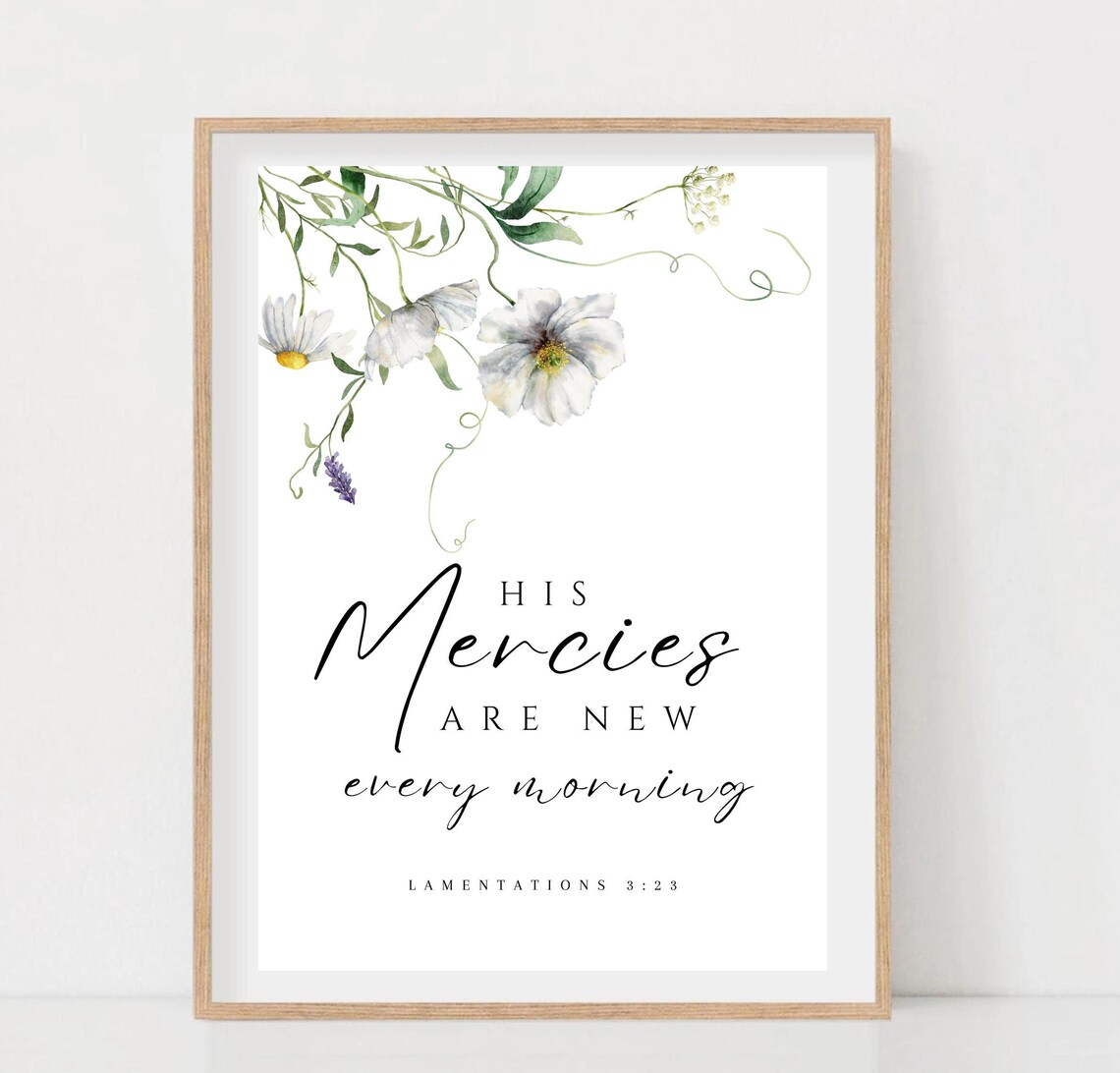 Lamentations 323 His Mercies Are New Every Morning Bible Verse Scripture Wall Art Christian Faith Wall Art Baptism - Image 2