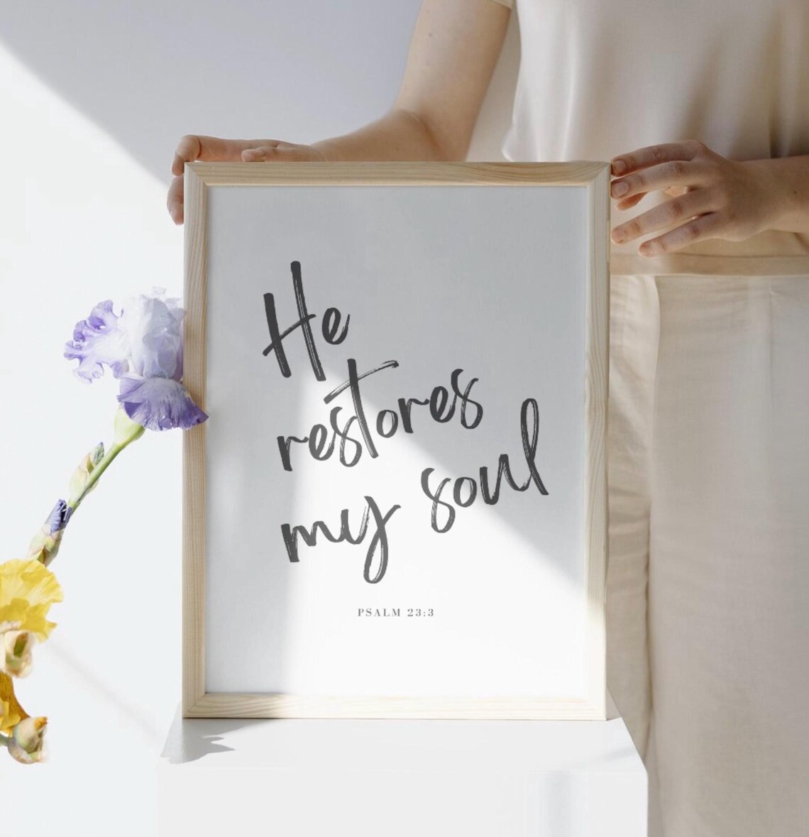 He Restores My Soul Psalm 23:3 Bible Verse Art - Image 3