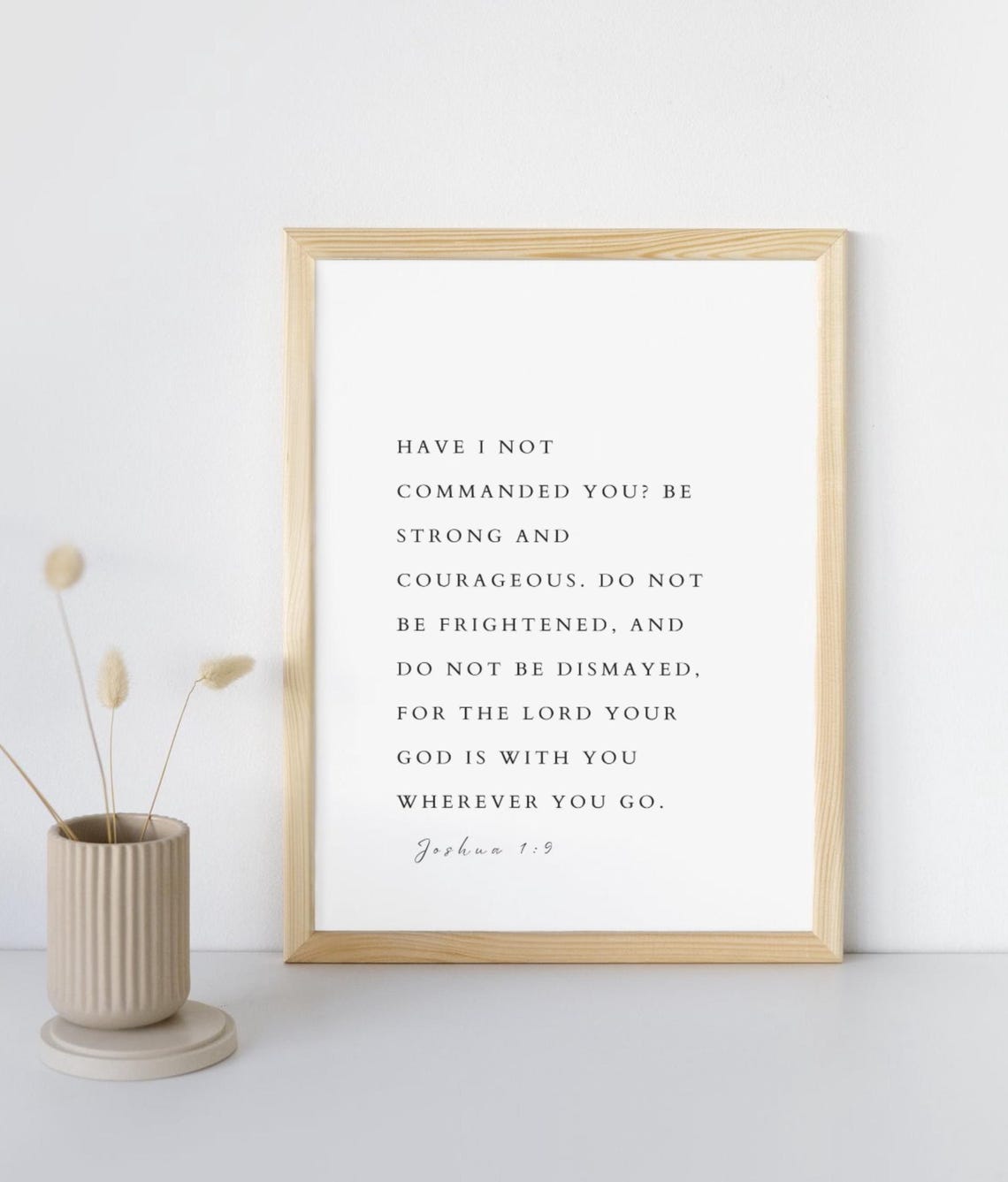 Joshua 19 Be Strong and Courageous Minimalist Scripture Verse Poster - Image 2