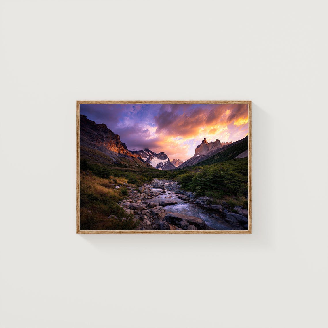 Torres del Paine Patagonia Sunset Mountain Landscape Photo Poster