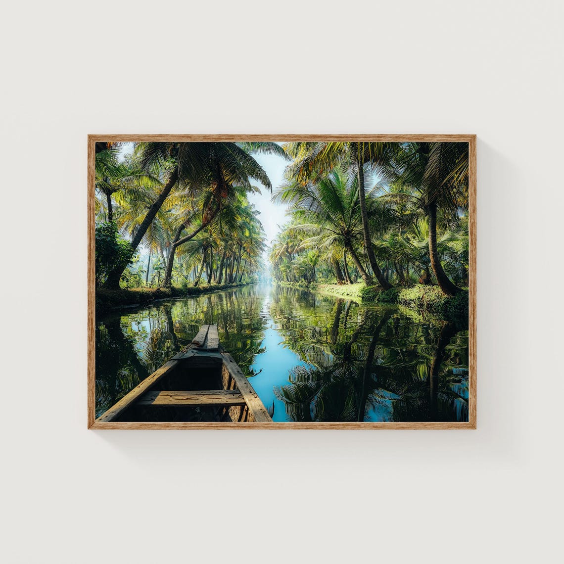 Kerala Backwaters Tropical Palm Canal Canoe Photography Poster