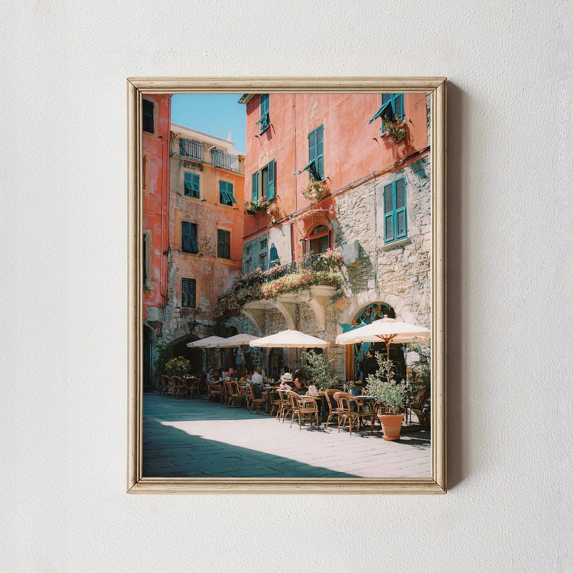 Italy Street Cafe Mediterranean Village Sunlit Terrace Poster
