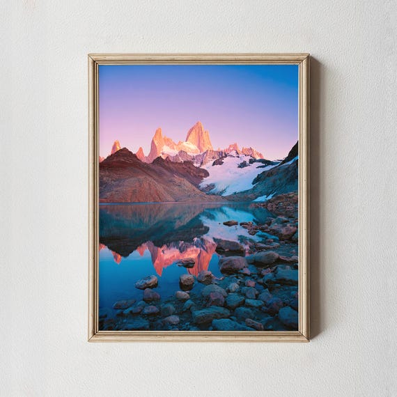 Mount Fitz Roy Sunrise Print Mountain Reflection Art
