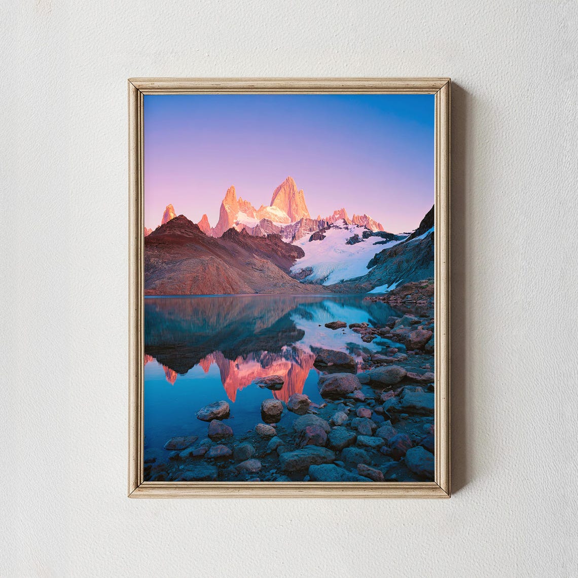 Mount Fitz Roy Sunrise Print Mountain Reflection Art