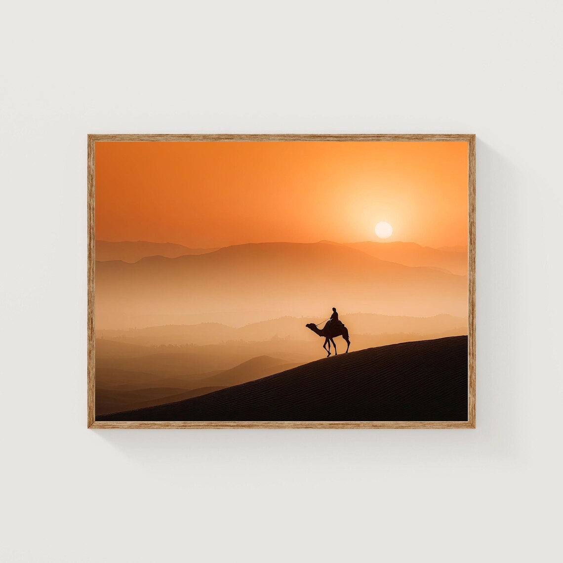 Rajasthan Desert Sunset Camel Rider Silhouette Photo Wall Art