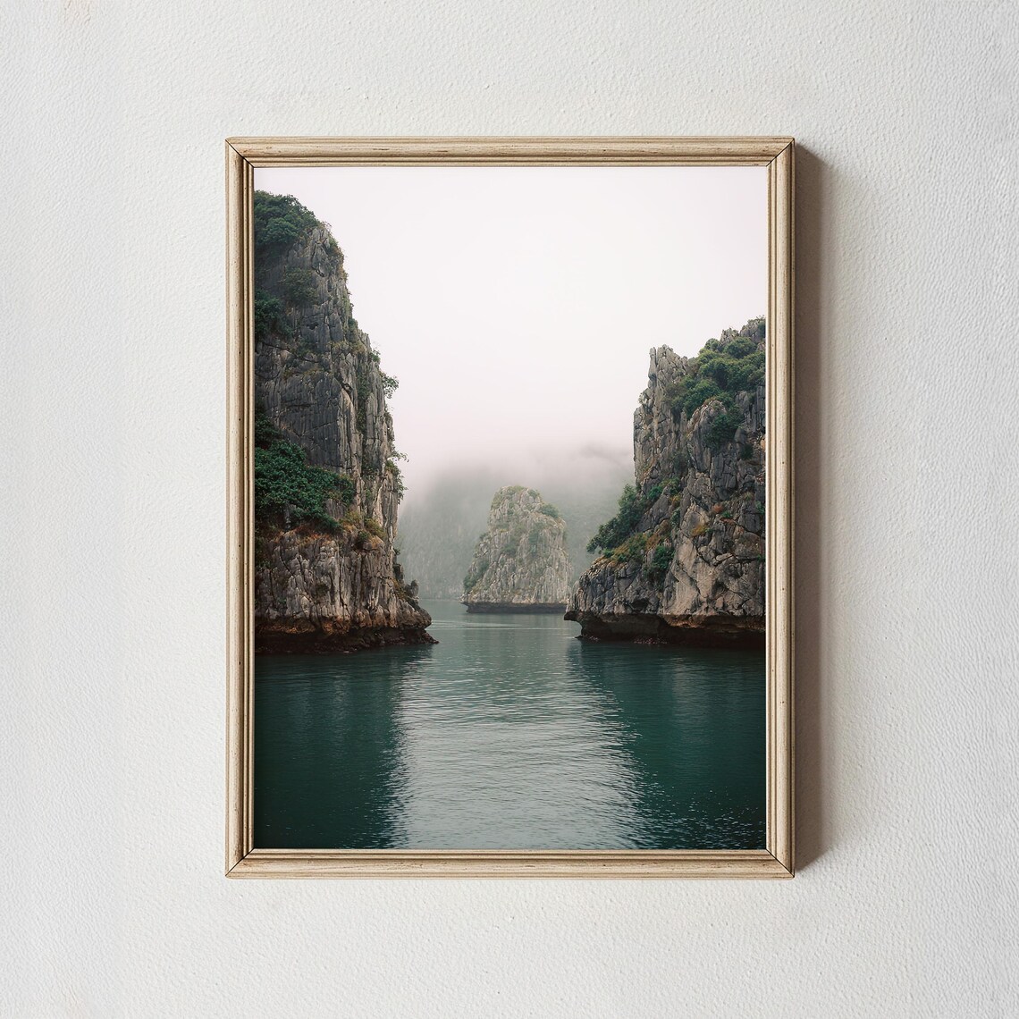 Ha Long Bay Misty Limestone Karsts Vietnam Coastal Photography Poster