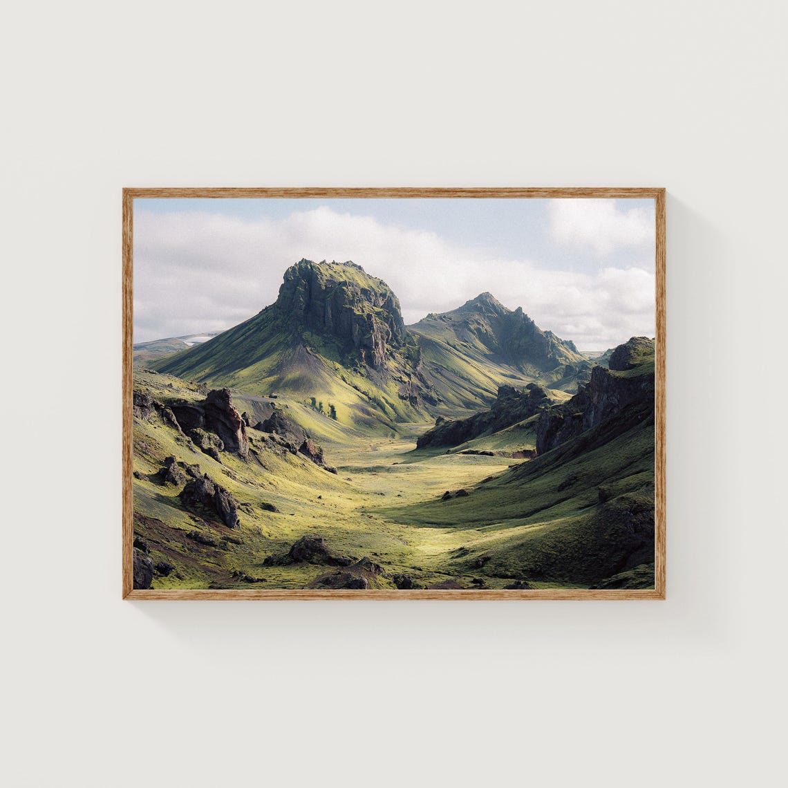 Iceland Highlands Green Volcanic Valley Mountain Landscape Poster