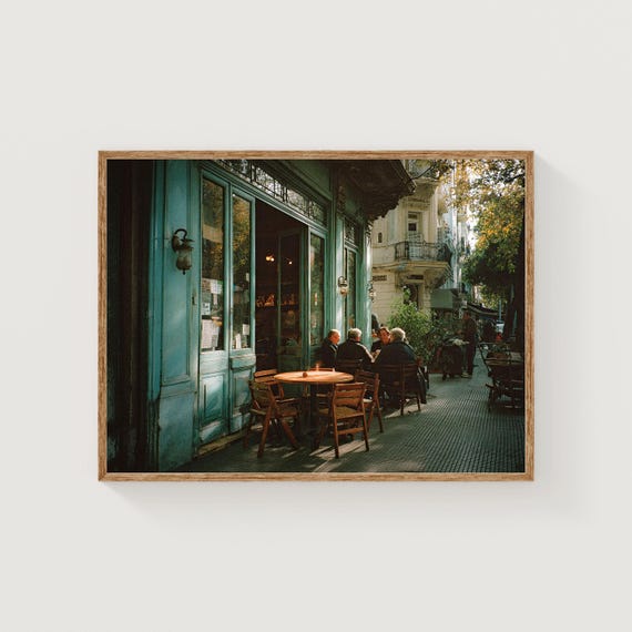 Buenos Aires Cafe Print Vintage Street Photography Film Tone Decor