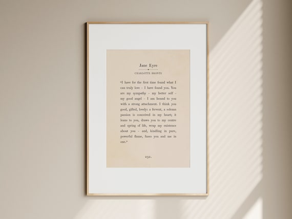 Jane Eyre Charlotte Bronte Love Passage Vintage Book Page Poster