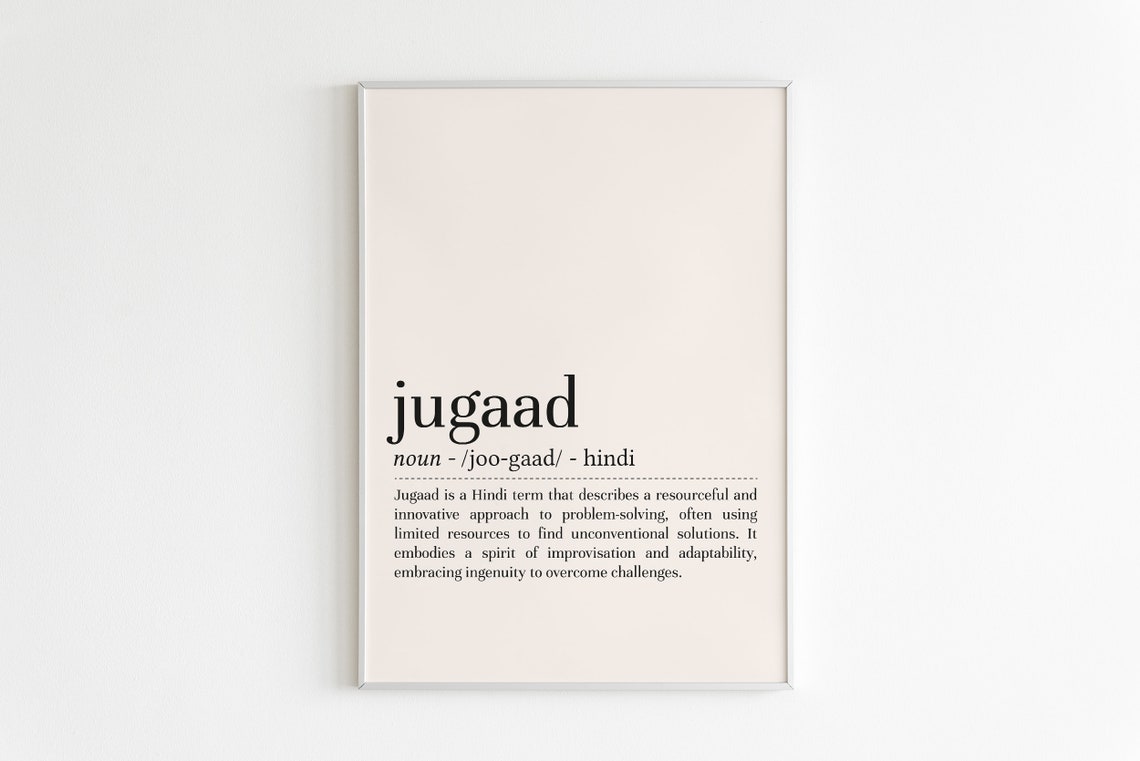 Jugaad Definition Hindi Word Resourceful Innovation Typography Poster
