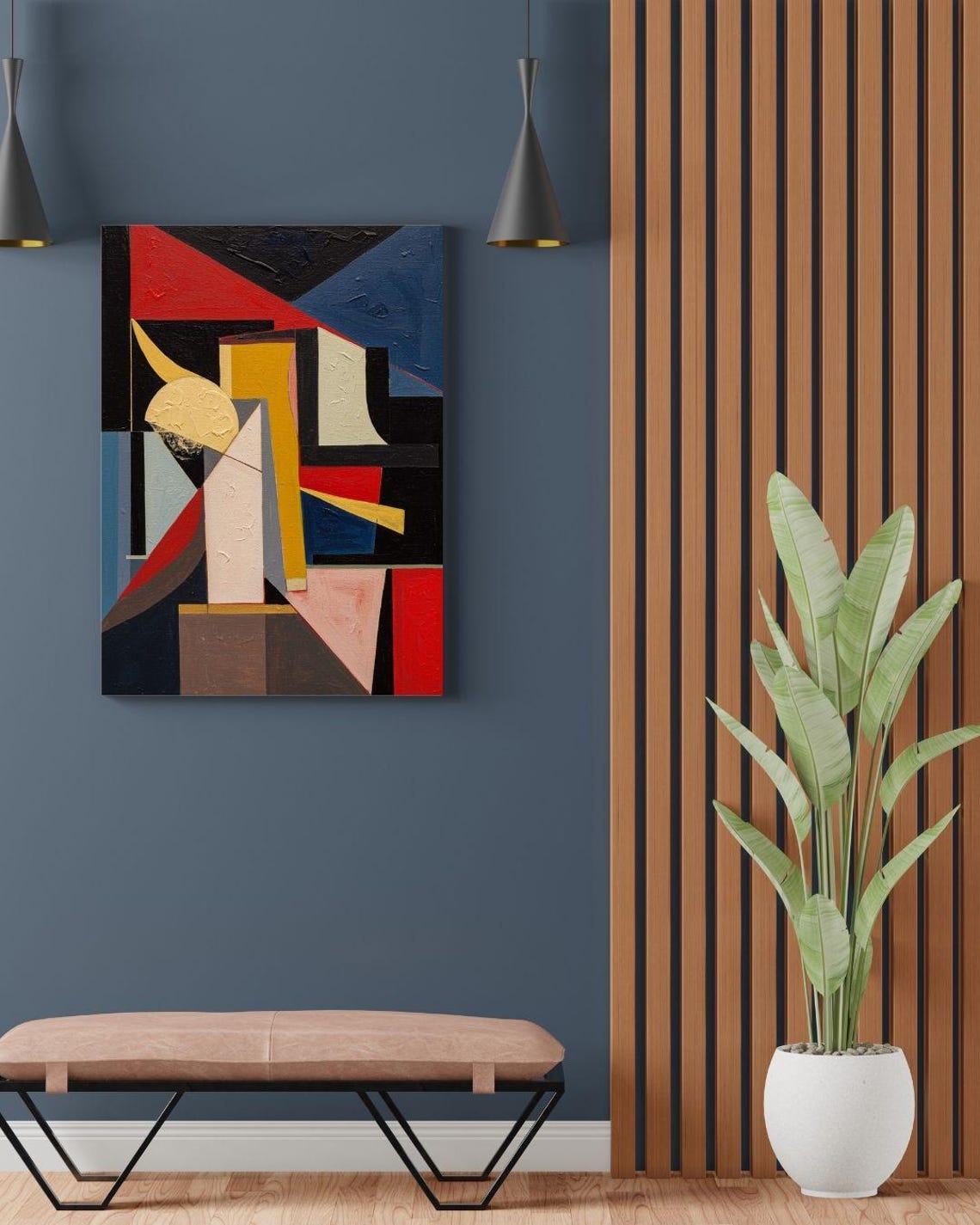 Bold Red Blue And Yellow Geometric Shapes Abstract Art Poster - Image 5