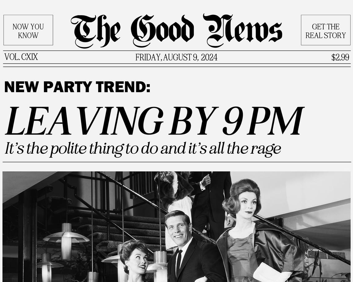 Please Leave By 9 PM Newspaper Headline Funny Retro Party Print - Image 2