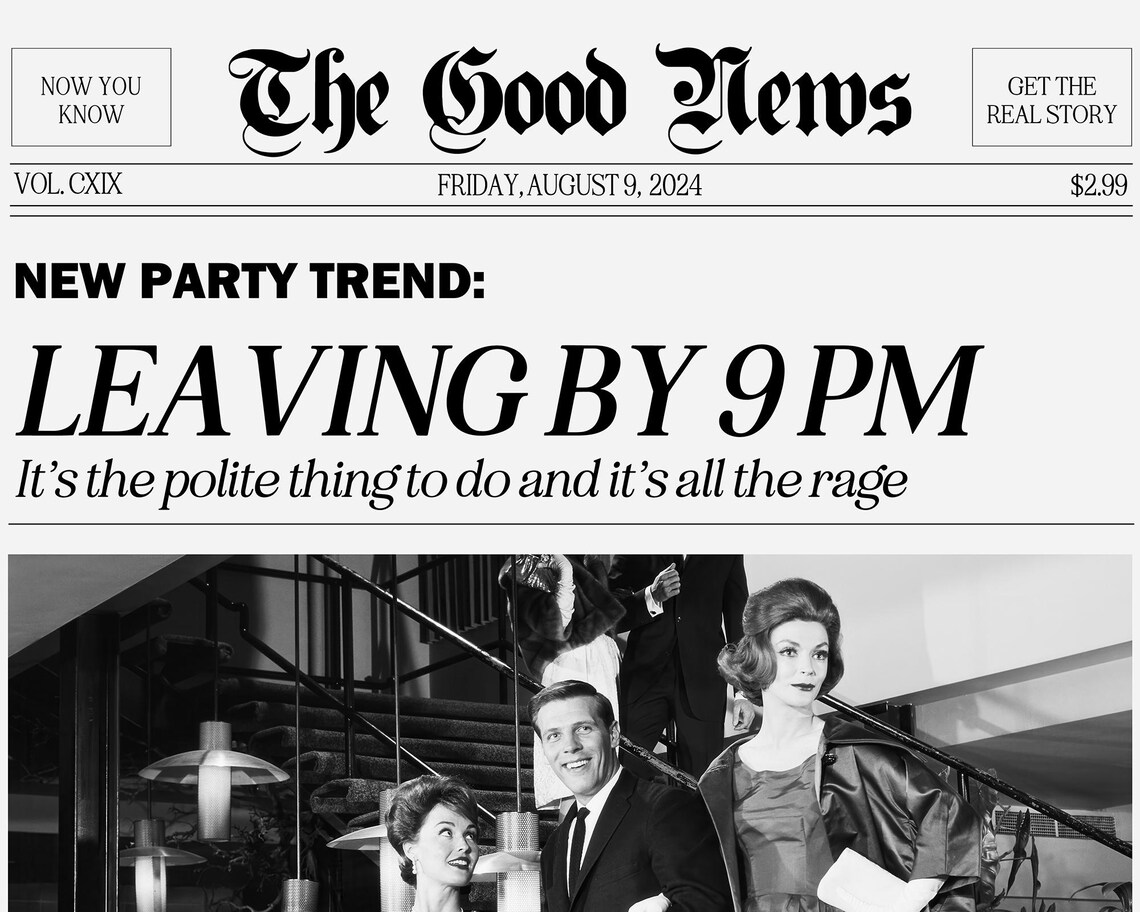 Please Leave By 9 Pm Poster Trendy Newspaper Print Retro Aesthetic Room Decor Funny Apartment Wall Art A176 - Image 2