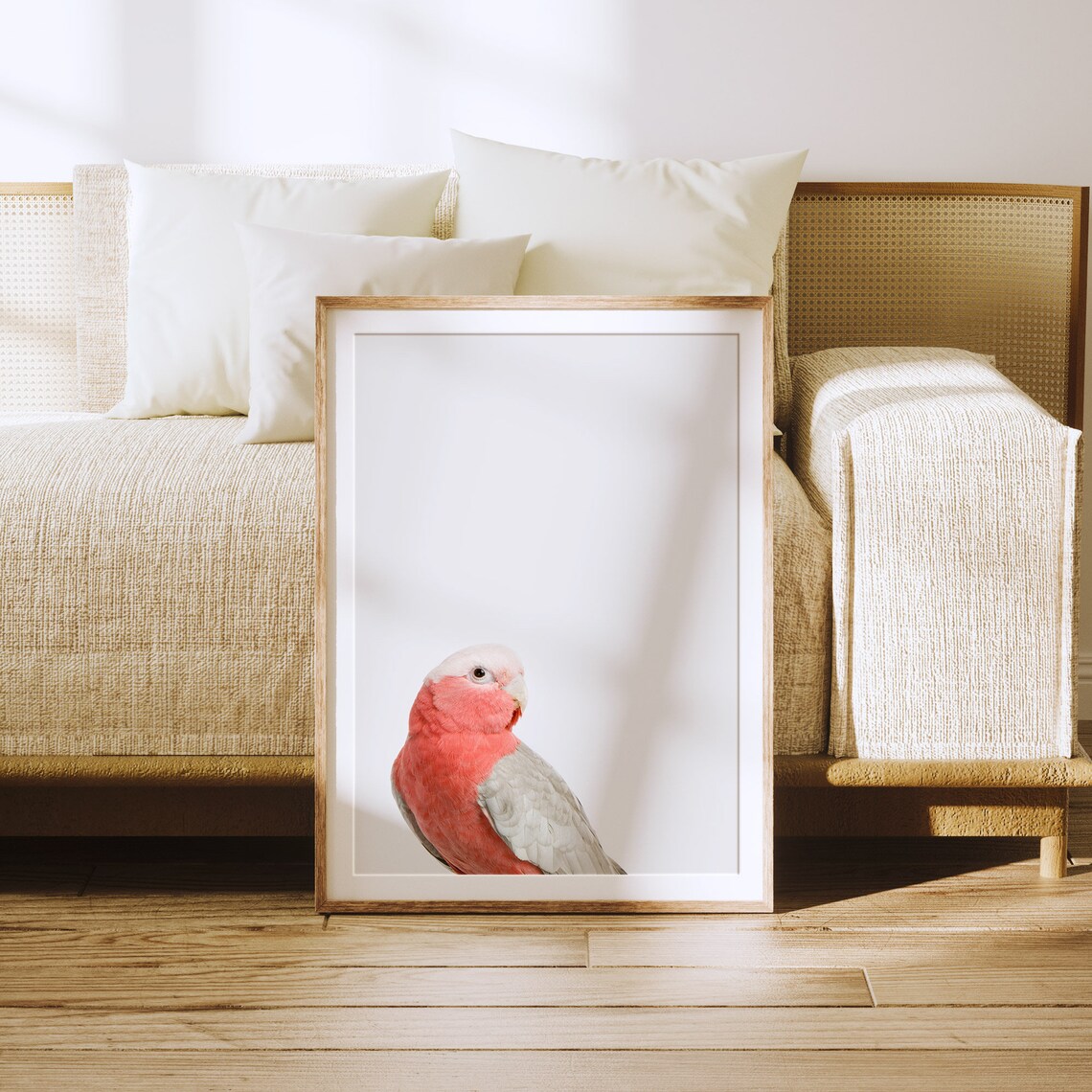 Pink Parrot Tropical Wall Art Print, Vertical Galah - Image 3