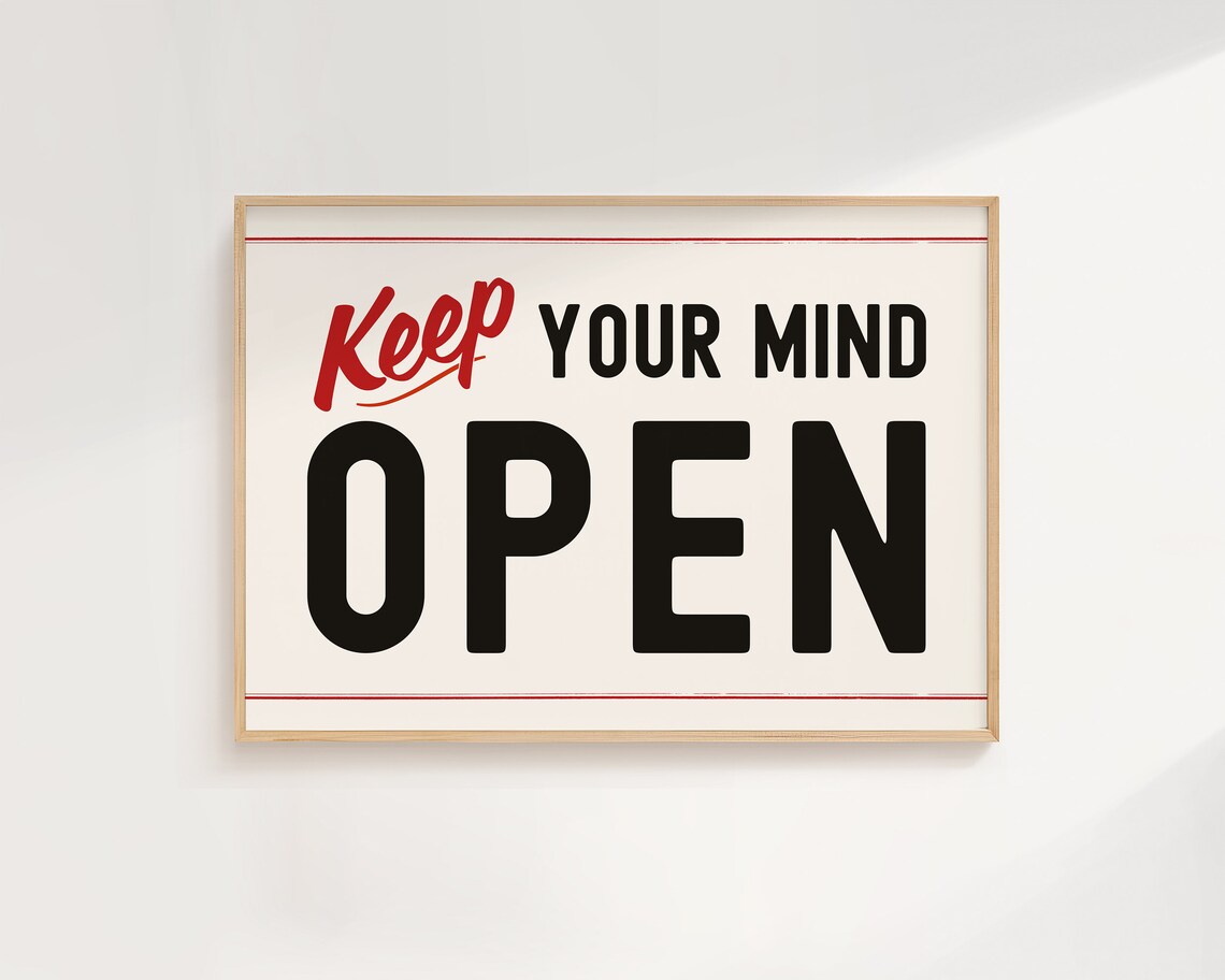 Open Mind Affirmation Quote, Mid-Century Modern Art Print - Image 2