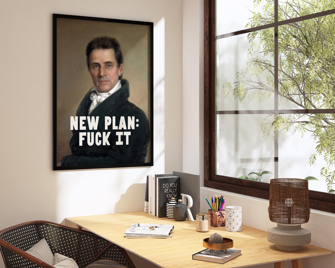 New Plan Fuck It Print Office Decor For Men Rude Sweary Wall Art Funny Quote Poster Gift For Him - Image 2