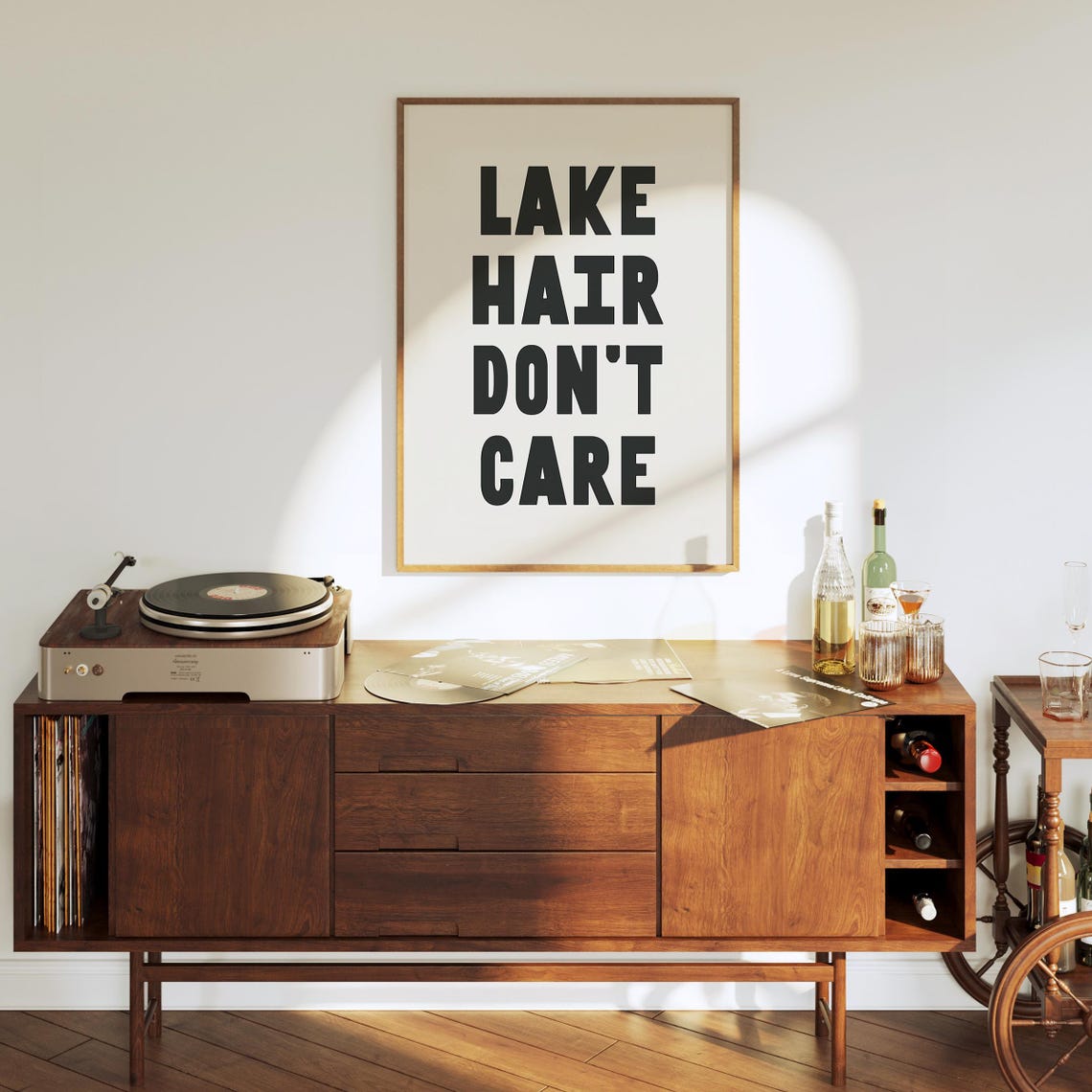 Lake Hair Dont Care Poster Black And White Cottagecore Decor Wall Art Funny Lake House Quote Print A177 - Image 3