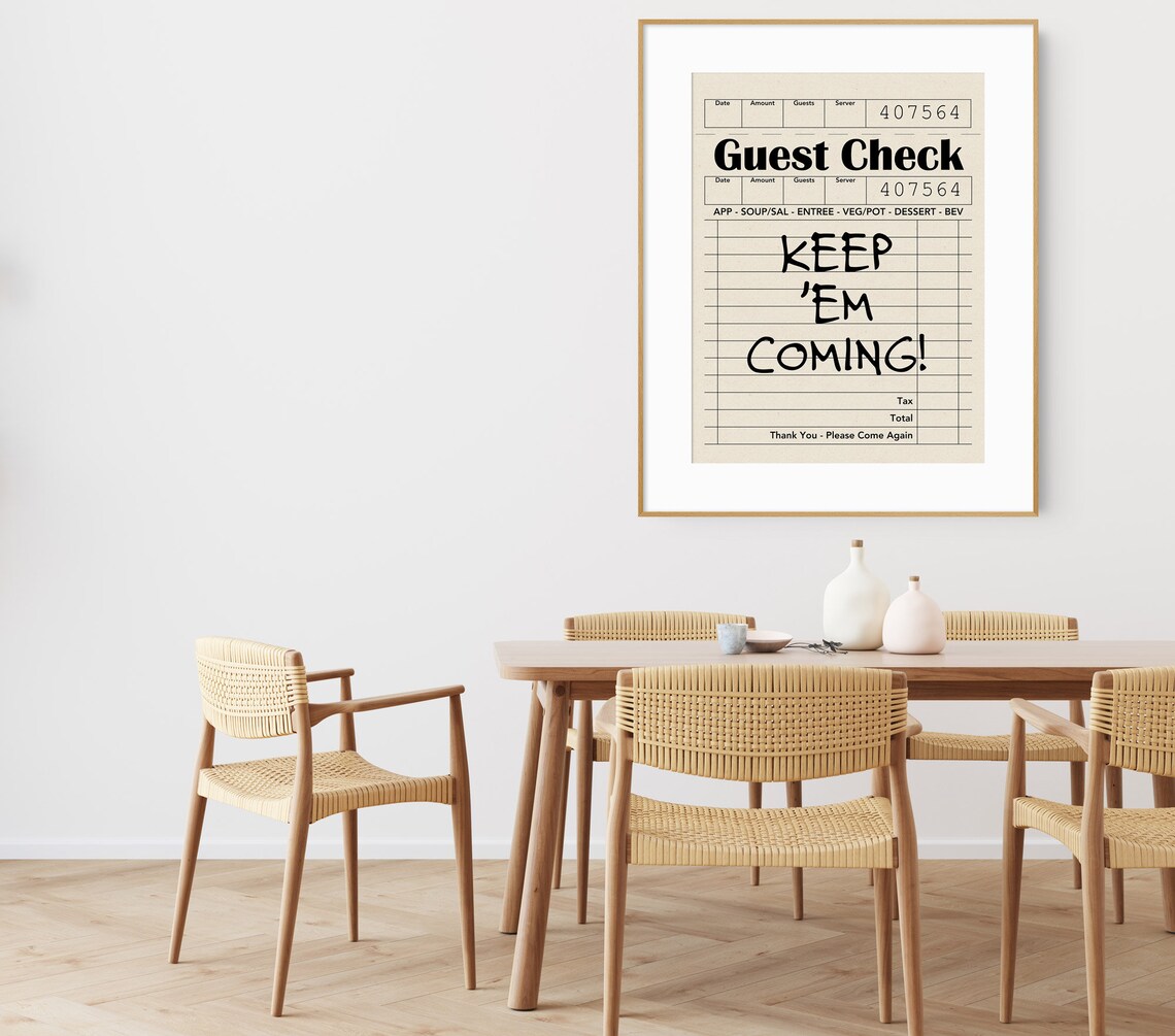 Keep Em Coming Funny Guest Check Bar Cart Cocktail Party Typography Poster - Image 2
