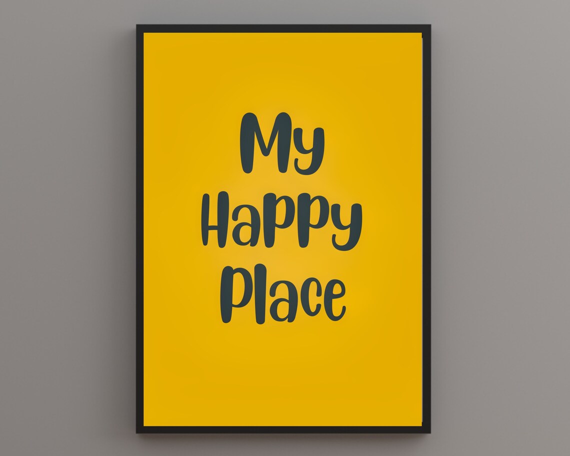 My Happy Place Retro Boho Typography Art Print