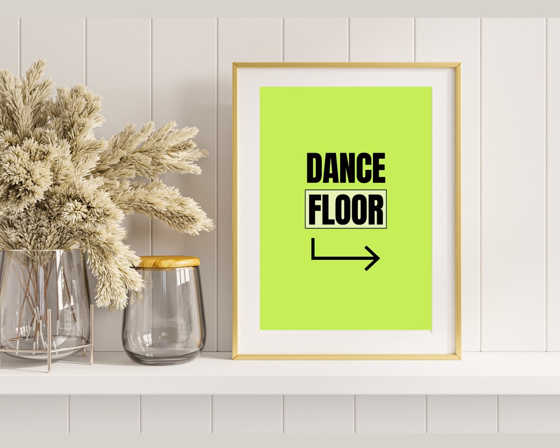 Dance Floor Lime Green Bold Typographic Direction Arrow Poster - Image 3