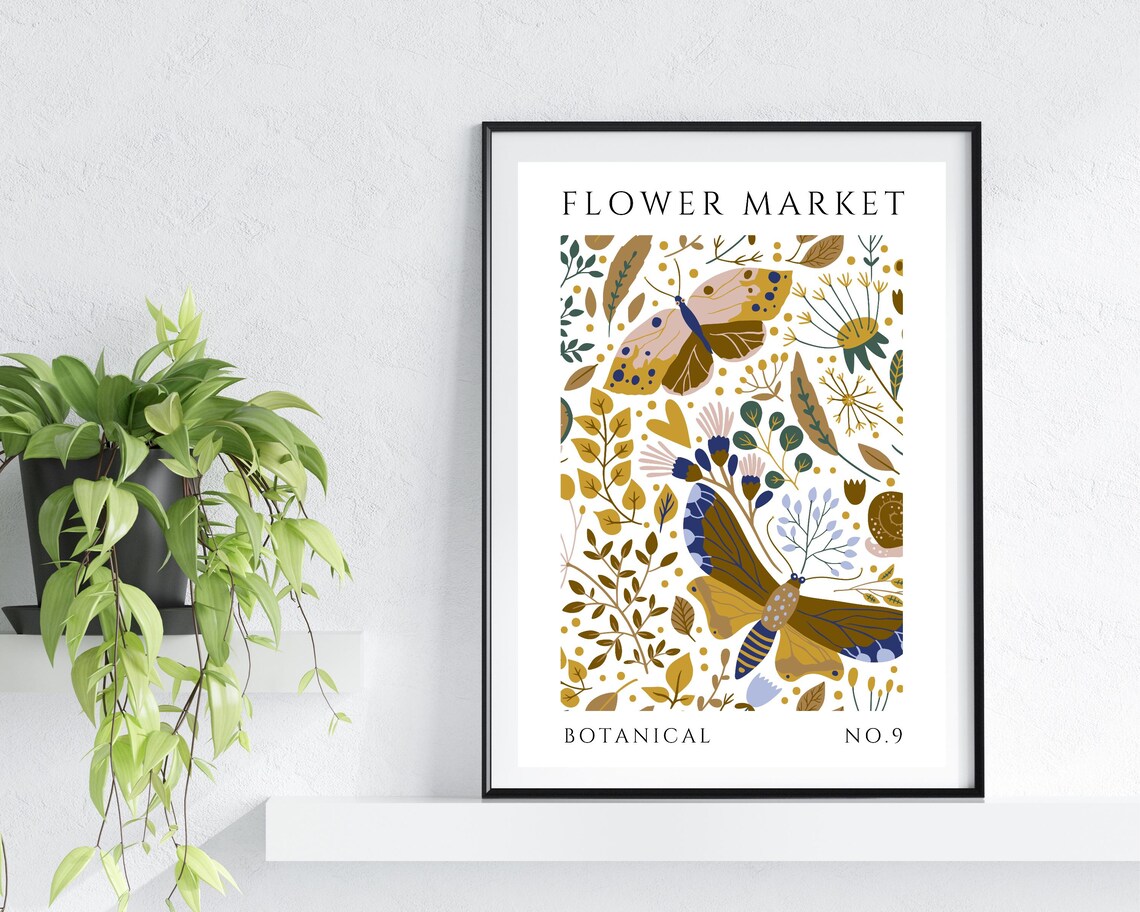 Flower Market Gold Butterfly Botanical Illustration No 9 Poster - Image 3