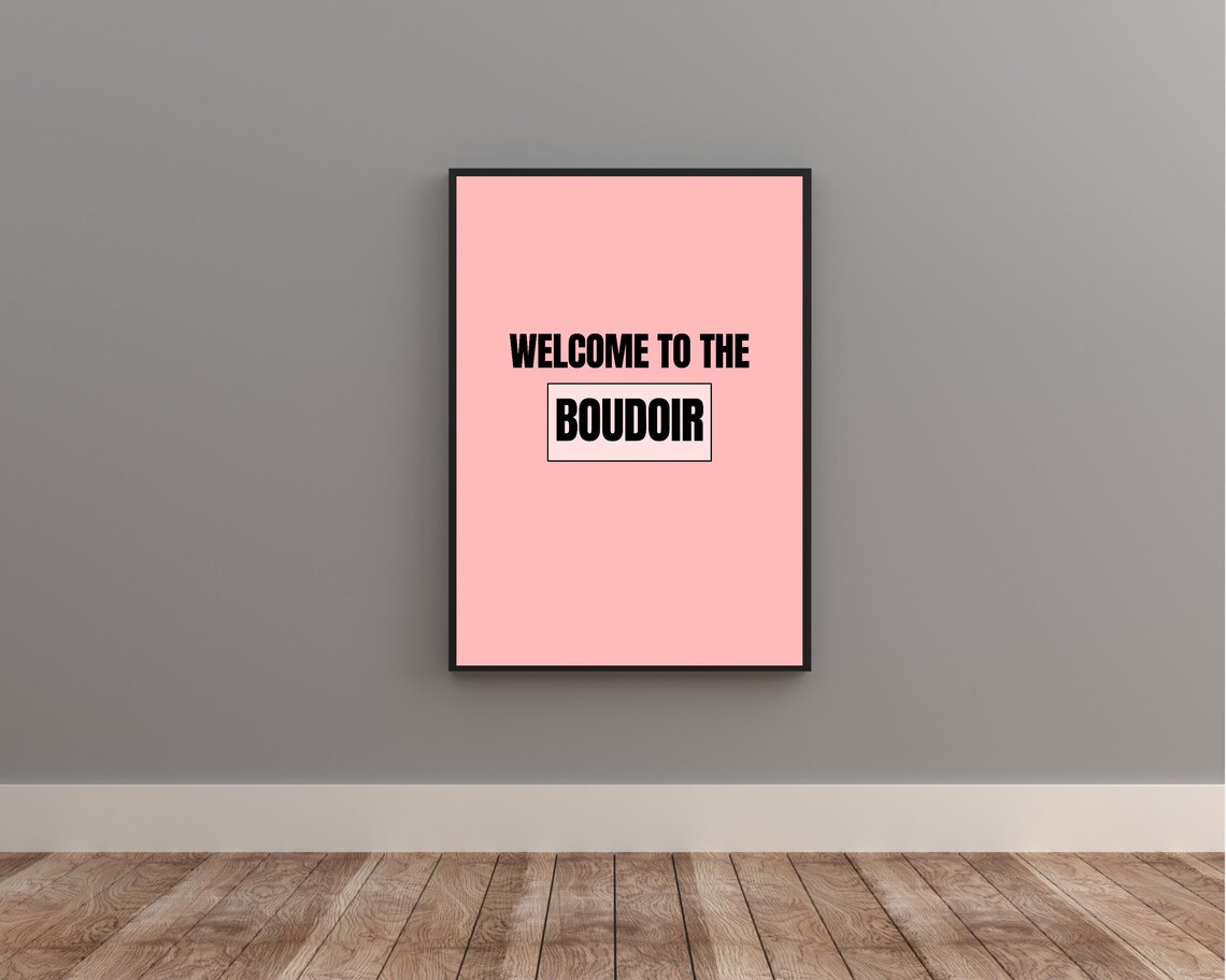 Welcome To The Boudoir Pink Bold Black Typography Bedroom Poster - Image 2