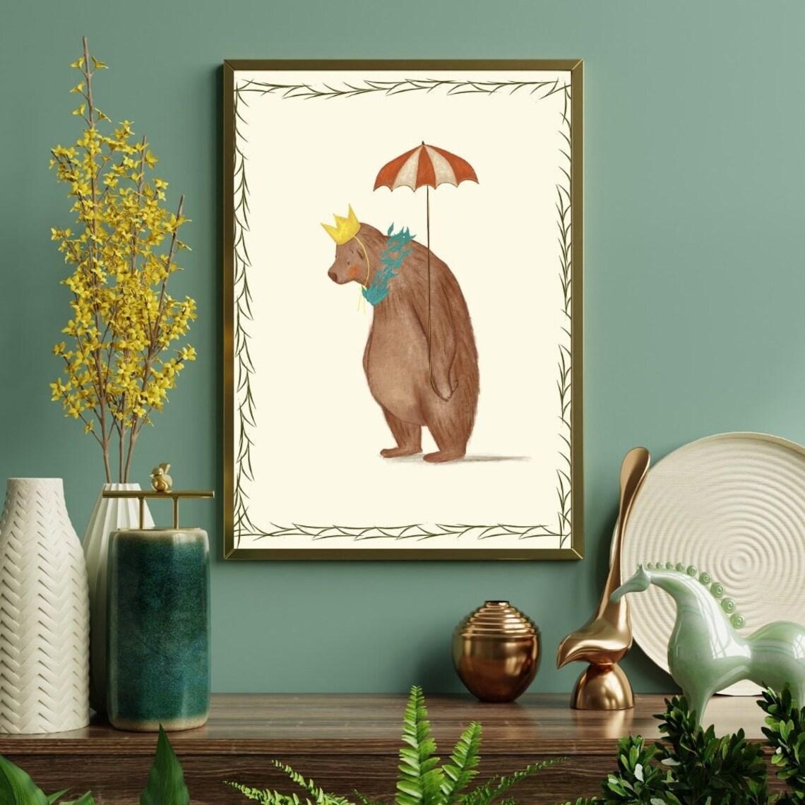 Crowned Bear Illustration, Nursery Wall Decor - Image 2
