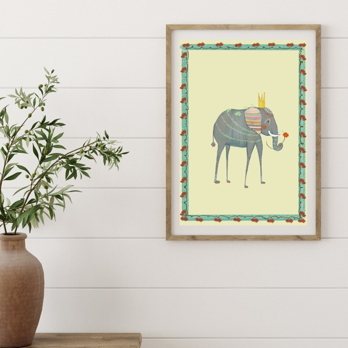 Cute Elephant With Crown, Nursery Wall Art Print - Image 2