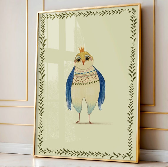 Crowned Owl With Playful Patterns Art Print